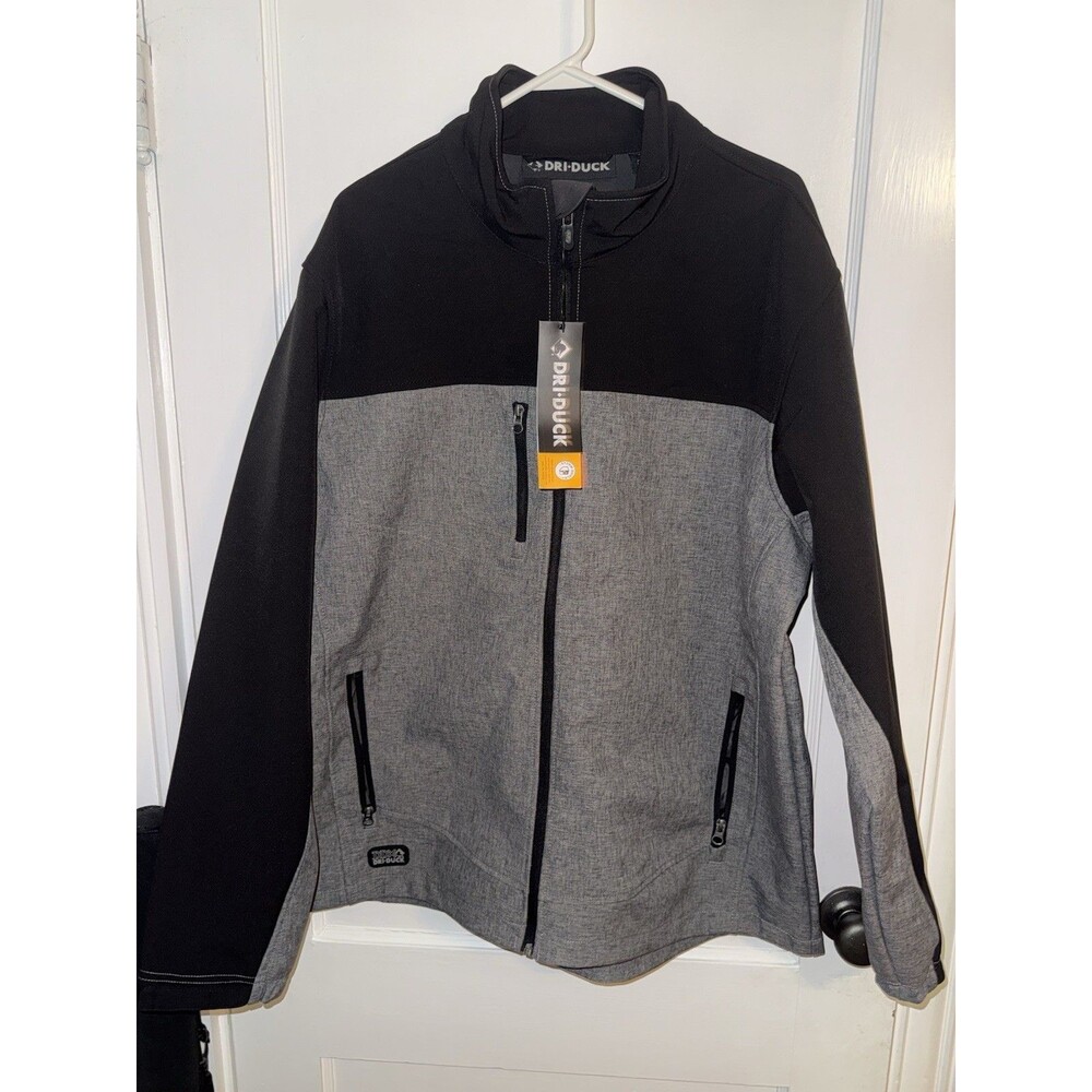 DRI DUCK 5350 Motion SoftShell Jacket Mens XL Black/Heather Water Resistant NWT